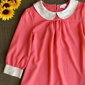 Flowy Pink Blouse with Peter Pan Collar